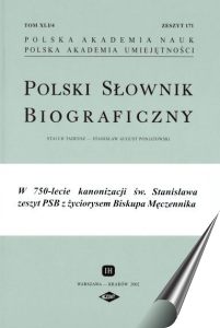 Okadka Polskiego Sownika Biograficznego z. 171 (tom XLI/4)